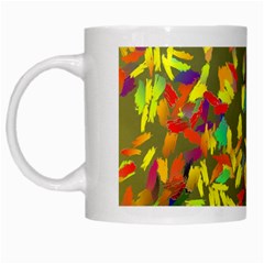 Colorful Brush Strokes Painting On A Green Background                                                    White Mug by LalyLauraFLM