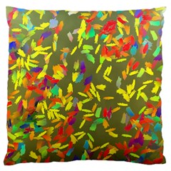 Colorful Brush Strokes Painting On A Green Background                                                   Standard Flano Cushion Case (two Sides) by LalyLauraFLM