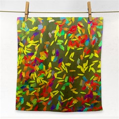 Colorful Brush Strokes Painting On A Green Background                                                    Face Towel by LalyLauraFLM