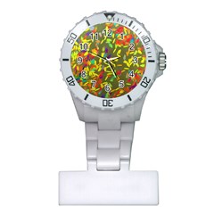 Colorful Brush Strokes Painting On A Green Background                                                    Nurses Watch by LalyLauraFLM