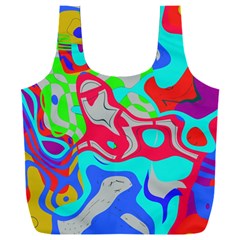 Colorful Distorted Shapes On A Grey Background                                                Full Print Recycle Bag (xxl) by LalyLauraFLM