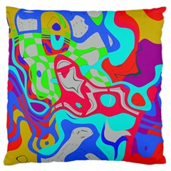 Colorful Distorted Shapes On A Grey Background                                                    Standard Flano Cushion Case (two Sides) by LalyLauraFLM