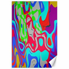 Colorful Distorted Shapes On A Grey Background                                                     Canvas 12  X 18  by LalyLauraFLM