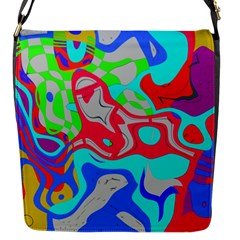 Colorful Distorted Shapes On A Grey Background                                                     Flap Closure Messenger Bag (s) by LalyLauraFLM