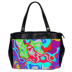 Colorful Distorted Shapes On A Grey Background                                                     Oversize Office Handbag (2 Sides) by LalyLauraFLM