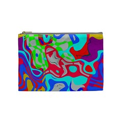 Colorful Distorted Shapes On A Grey Background                                                     Cosmetic Bag by LalyLauraFLM