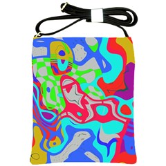 Colorful Distorted Shapes On A Grey Background                                                     Shoulder Sling Bag by LalyLauraFLM