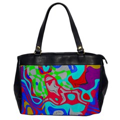 Colorful Distorted Shapes On A Grey Background                                                     Oversize Office Handbag by LalyLauraFLM