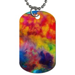 Colorful Watercolors Texture                                                    Dog Tag (one Side) by LalyLauraFLM