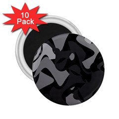 Trippy, Asymmetric Black And White, Paint Splash, Brown, Army Style Camo, Dotted Abstract Pattern 2 25  Magnets (10 Pack)  by Casemiro