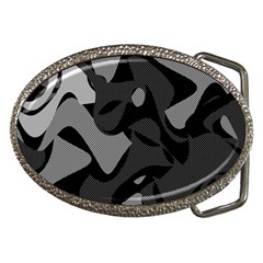 Trippy, Asymmetric Black And White, Paint Splash, Brown, Army Style Camo, Dotted Abstract Pattern Belt Buckles by Casemiro