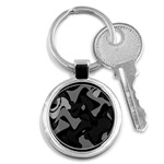 Trippy, asymmetric Black and white, Paint Splash, Brown, Army Style Camo, Dotted Abstract Pattern Key Chain (Round) Front