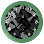 Trippy, asymmetric Black and white, Paint Splash, Brown, Army Style Camo, Dotted Abstract Pattern Color Wall Clock Front