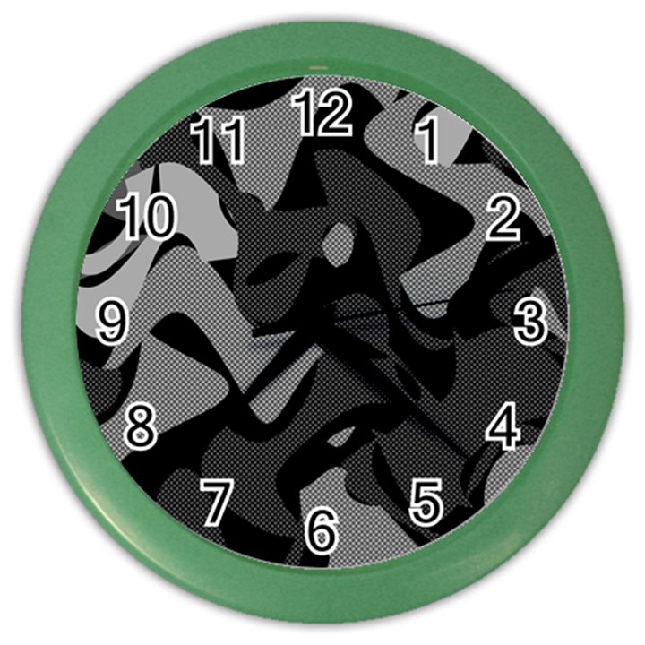 Trippy, asymmetric Black and white, Paint Splash, Brown, Army Style Camo, Dotted Abstract Pattern Color Wall Clock