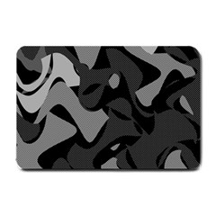 Trippy, Asymmetric Black And White, Paint Splash, Brown, Army Style Camo, Dotted Abstract Pattern Small Doormat  by Casemiro