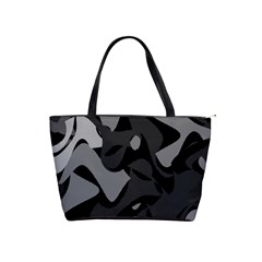 Trippy, Asymmetric Black And White, Paint Splash, Brown, Army Style Camo, Dotted Abstract Pattern Classic Shoulder Handbag by Casemiro