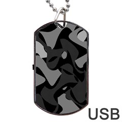 Trippy, Asymmetric Black And White, Paint Splash, Brown, Army Style Camo, Dotted Abstract Pattern Dog Tag Usb Flash (one Side) by Casemiro