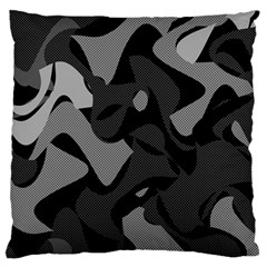 Trippy, Asymmetric Black And White, Paint Splash, Brown, Army Style Camo, Dotted Abstract Pattern Large Flano Cushion Case (one Side) by Casemiro