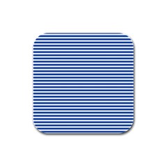 Classic Marine Stripes Pattern, Retro Stylised Striped Theme Rubber Square Coaster (4 Pack)  by Casemiro