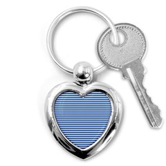 Classic Marine Stripes Pattern, Retro Stylised Striped Theme Key Chain (heart) by Casemiro