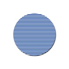 Classic Marine Stripes Pattern, Retro Stylised Striped Theme Rubber Coaster (round)  by Casemiro