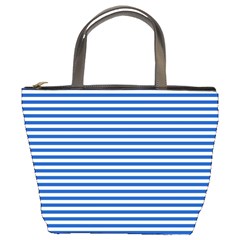 Classic Marine Stripes Pattern, Retro Stylised Striped Theme Bucket Bag by Casemiro