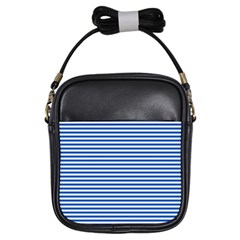 Classic Marine Stripes Pattern, Retro Stylised Striped Theme Girls Sling Bag by Casemiro