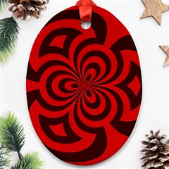 Spiral Abstraction Red, Abstract Curves Pattern, Mandala Style Ornament (oval) by Casemiro