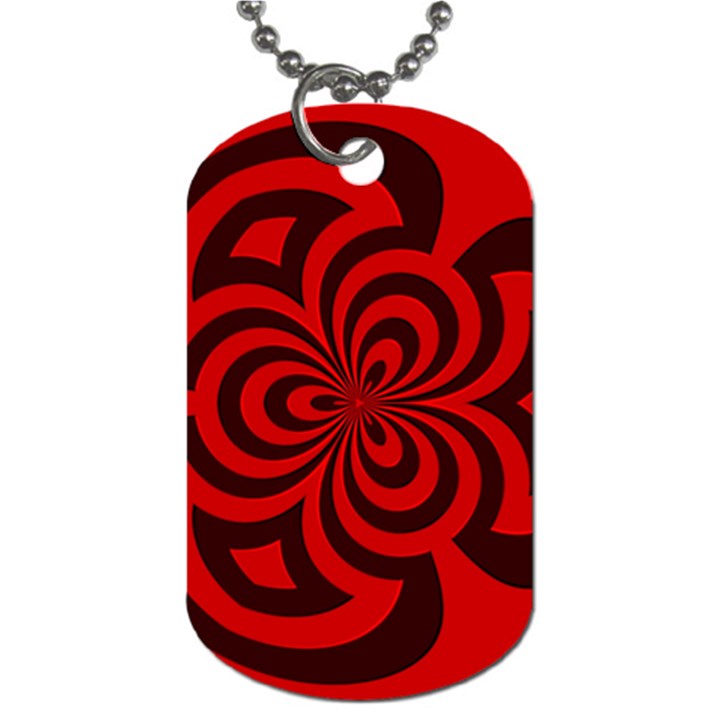 Spiral Abstraction Red, abstract curves pattern, mandala style Dog Tag (One Side)