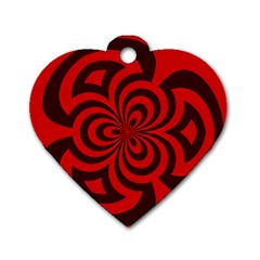 Spiral Abstraction Red, Abstract Curves Pattern, Mandala Style Dog Tag Heart (two Sides) by Casemiro