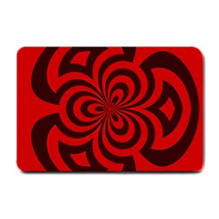 Spiral Abstraction Red, Abstract Curves Pattern, Mandala Style Small Doormat  by Casemiro