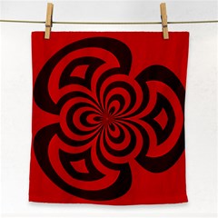 Spiral Abstraction Red, Abstract Curves Pattern, Mandala Style Face Towel by Casemiro