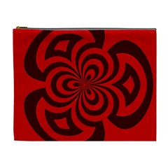 Spiral Abstraction Red, Abstract Curves Pattern, Mandala Style Cosmetic Bag (xl)