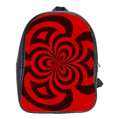 Spiral Abstraction Red, Abstract Curves Pattern, Mandala Style School Bag (large) by Casemiro