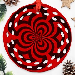 Spiral Abstraction Red, Abstract Curves Pattern, Mandala Style Round Filigree Ornament (two Sides) by Casemiro