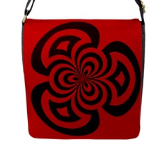 Spiral Abstraction Red, Abstract Curves Pattern, Mandala Style Flap Closure Messenger Bag (l) by Casemiro