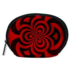 Spiral Abstraction Red, Abstract Curves Pattern, Mandala Style Accessory Pouch (medium) by Casemiro