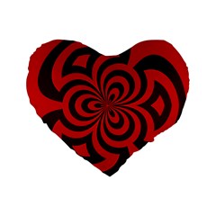 Spiral Abstraction Red, Abstract Curves Pattern, Mandala Style Standard 16  Premium Flano Heart Shape Cushions by Casemiro