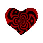 Spiral Abstraction Red, abstract curves pattern, mandala style Standard 16  Premium Flano Heart Shape Cushions Back