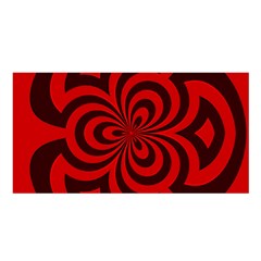 Spiral Abstraction Red, Abstract Curves Pattern, Mandala Style Satin Shawl by Casemiro