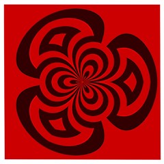 Spiral Abstraction Red, Abstract Curves Pattern, Mandala Style Wooden Puzzle Square by Casemiro