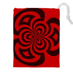 Spiral Abstraction Red, Abstract Curves Pattern, Mandala Style Drawstring Pouch (4xl)