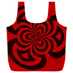 Spiral Abstraction Red, Abstract Curves Pattern, Mandala Style Full Print Recycle Bag (xxxl)