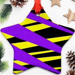 Abstract Triangles, Three Color Dotted Pattern, Purple, Yellow, Black In Saturated Colors Ornament (star) by Casemiro