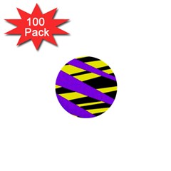 Abstract Triangles, Three Color Dotted Pattern, Purple, Yellow, Black In Saturated Colors 1  Mini Buttons (100 Pack)  by Casemiro