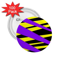 Abstract Triangles, Three Color Dotted Pattern, Purple, Yellow, Black In Saturated Colors 2 25  Buttons (100 Pack)  by Casemiro