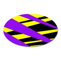 Abstract Triangles, Three Color Dotted Pattern, Purple, Yellow, Black In Saturated Colors Oval Magnet by Casemiro