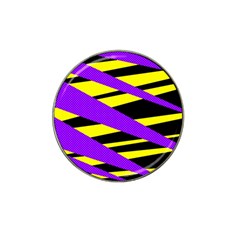 Abstract Triangles, Three Color Dotted Pattern, Purple, Yellow, Black In Saturated Colors Hat Clip Ball Marker by Casemiro