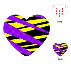 Abstract Triangles, Three Color Dotted Pattern, Purple, Yellow, Black In Saturated Colors Playing Cards Single Design (heart) by Casemiro