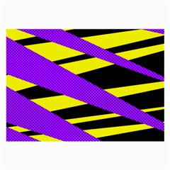 Abstract Triangles, Three Color Dotted Pattern, Purple, Yellow, Black In Saturated Colors Large Glasses Cloth (2 Sides) by Casemiro